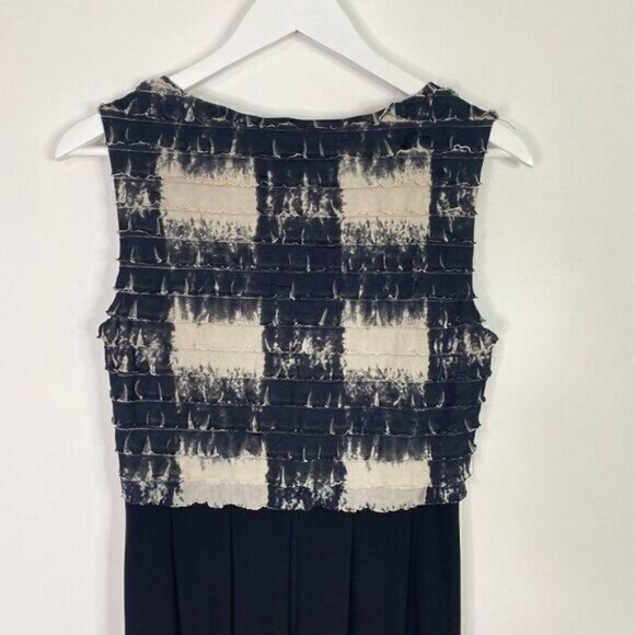 Joseph Ribkoff Black & White Ruffle Bodice A Line Sleeveless Dress - Picture 5 of 5